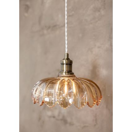 Markslöjd 108858 - Ljuskrona med textilsladd KURAGE 1xE27/40W/230V mässing/rökig beige