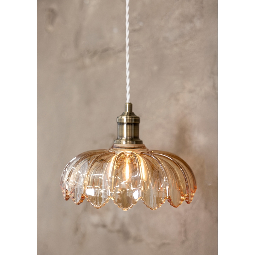 Markslöjd 108858 - Ljuskrona med textilsladd KURAGE 1xE27/40W/230V mässing/rökig beige