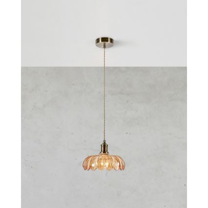 Markslöjd 108858 - Ljuskrona med textilsladd KURAGE 1xE27/40W/230V mässing/rökig beige