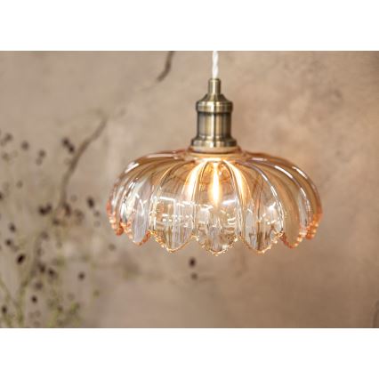 Markslöjd 108858 - Ljuskrona med textilsladd KURAGE 1xE27/40W/230V mässing/rökig beige