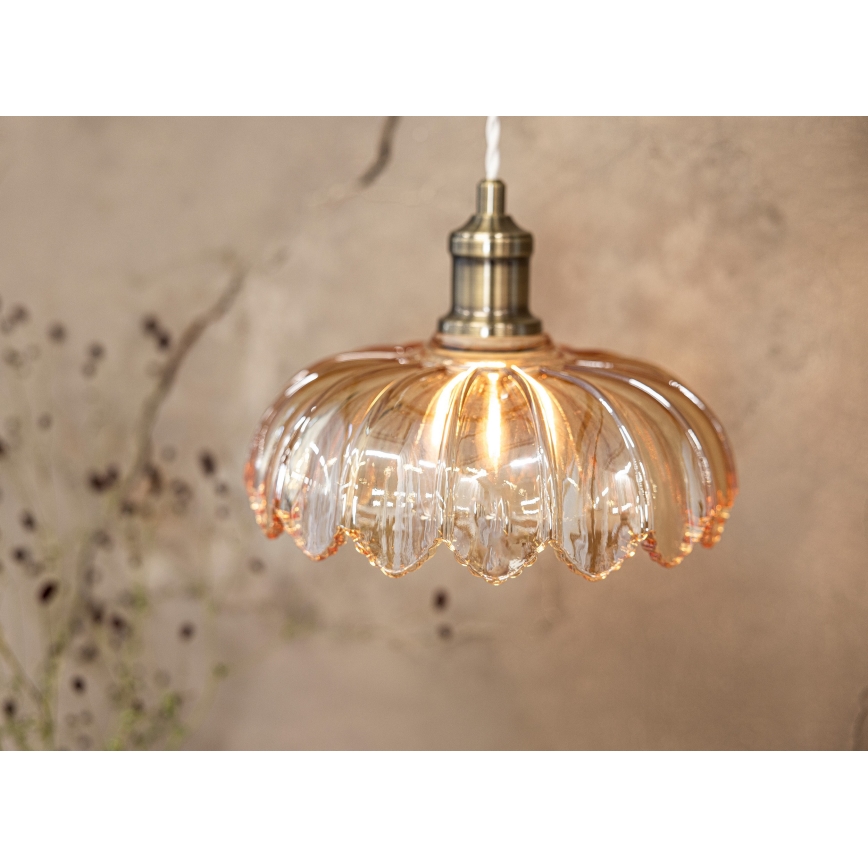 Markslöjd 108858 - Ljuskrona med textilsladd KURAGE 1xE27/40W/230V mässing/rökig beige