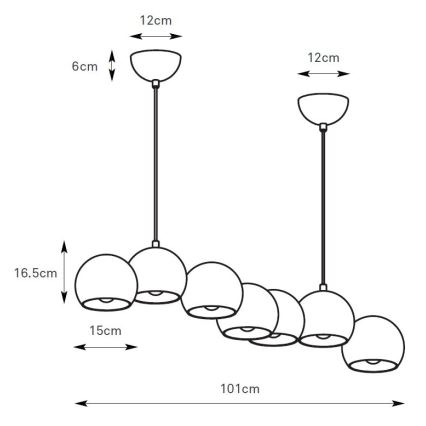Markslöjd 108859 - Ljuskrona med textilsladd CUPOLO 7xE14/40W/230V vit