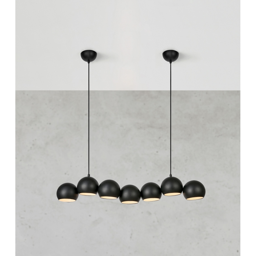 Markslöjd 108860 - Ljuskrona med textilsladd CUPOLO 7xE14/40W/230V svart