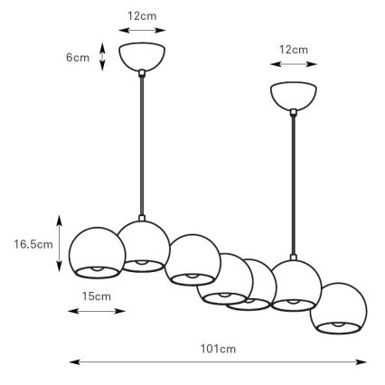 Markslöjd 108860 - Ljuskrona med textilsladd CUPOLO 7xE14/40W/230V svart