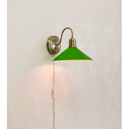 Markslöjd 108866 - Vägglampa VELA 1xE27/40W/230V mässing/grön