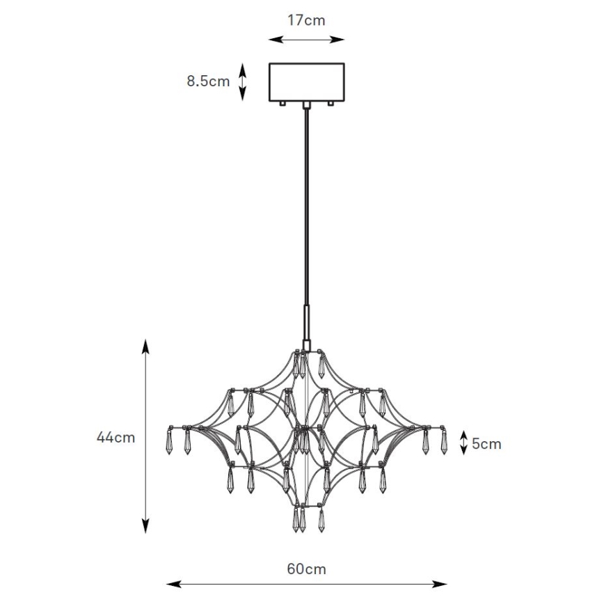 Markslöjd 108869 - LED Dimbar kristallkronkrona på snöre EFESOS LED/14W/230V diameter 60 cm