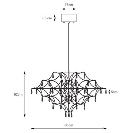 Markslöjd 108870 - LED Dimbar kristallkronkrona på snöre EFESOS LED/25W/230V diameter 80 cm