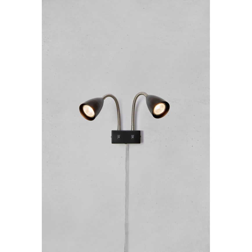 Markslöjd 108901 - Väggspotlight CIRO 2xGU10/7W/230V svart