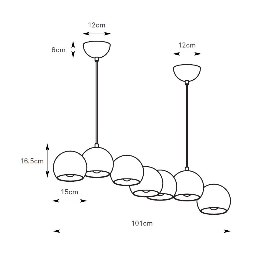 Markslöjd 108914 - Takpendel CUPOLO på kabel 7xE14/40W/230V, grå