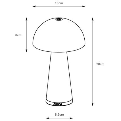 Markslöjd 108950 - FUNGI LED dimbar uppladdningsbar bordslampa 1,5 W/5 V 2000 mAh IP44 grå