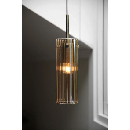 Markslöjd 109015 - Pendellampa på kabel TIBIA 1xE14/40W/230V rökbeige/mässing