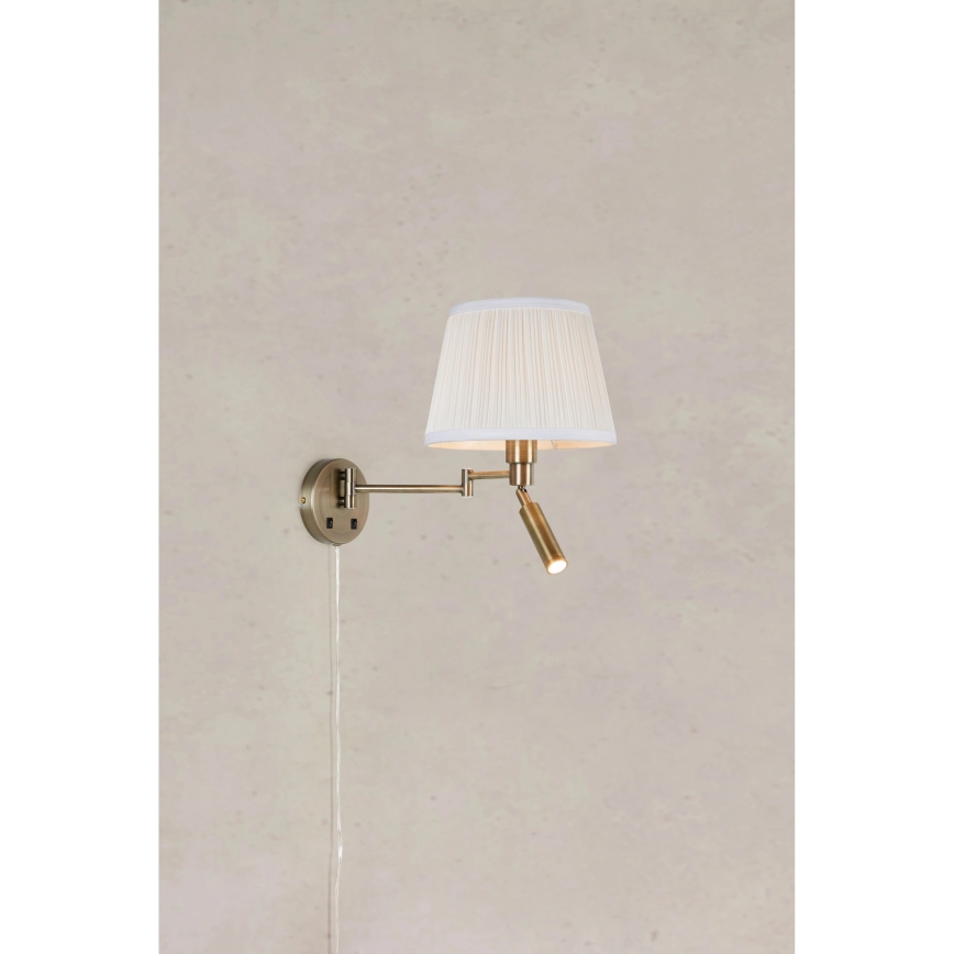 Markslöjd 109017 - LED vägglampa PIVOT 1xE27/40W/230V + LED/4W krämvit/mässing