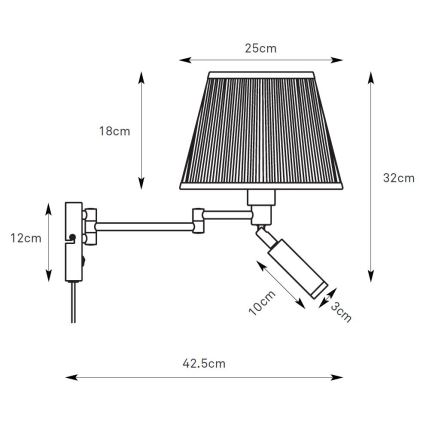Markslöjd 109017 - LED vägglampa PIVOT 1xE27/40W/230V + LED/4W krämvit/mässing