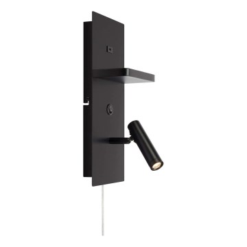 Markslöjd 109018 - LED väggspot med hylla och USB-port CARICA LED/4W/230V svart