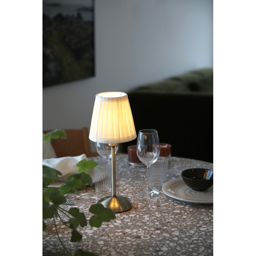 Markslöjd 109126 - LED-dimbar uppladdningsbar touchstyrd bordslampa ANNO 1xE14/2W/2000 mAh vit/mässing