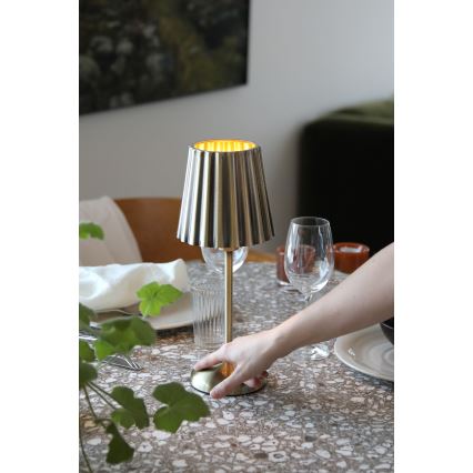Markslöjd 109127 - LED-dimbar uppladdningsbar beröringsstyrd bordslampa CELIA 1xE14/2W/2000 mAh mässing