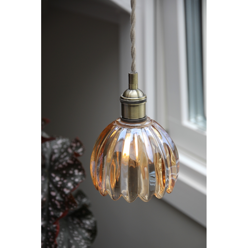 Markslöjd 109137 - GOTA takpendel med vajer 1xE14/40W/230V, rökig beige/mässing