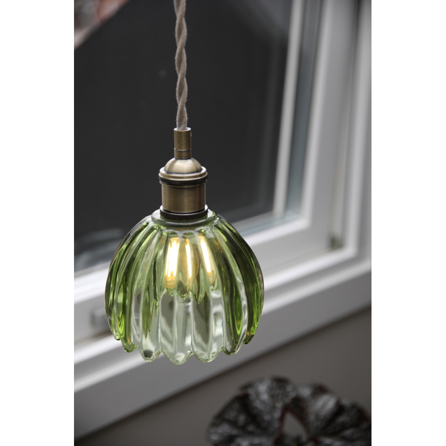 Markslöjd 109138 - Pendel på kabel GOTA 1xE14/40W/230V rökgrön/mässing