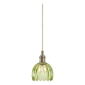 Markslöjd 109138 - Pendellampa GOTA på sladd 1xE14/40W/230V, Ø 13 cm, rökgrön/mässing