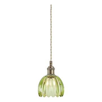 Markslöjd 109138 - Pendellampa GOTA på sladd 1xE14/40W/230V, Ø 13 cm, rökgrön/mässing