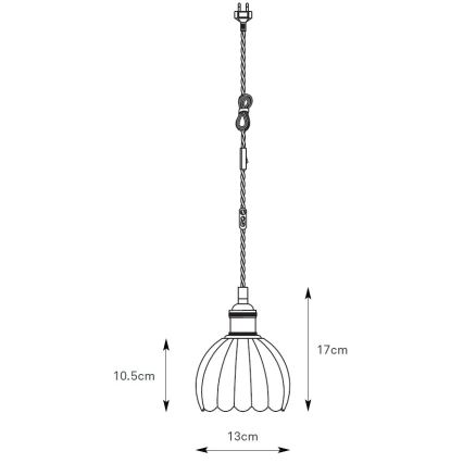 Markslöjd 109138 - Pendellampa GOTA på sladd 1xE14/40W/230V, Ø 13 cm, rökgrön/mässing