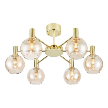 Markslöjd 109152 - Takmonterad ljuskrona AMBRA 6xE14/40W/230V Ø 75 cm guld/rökig beige