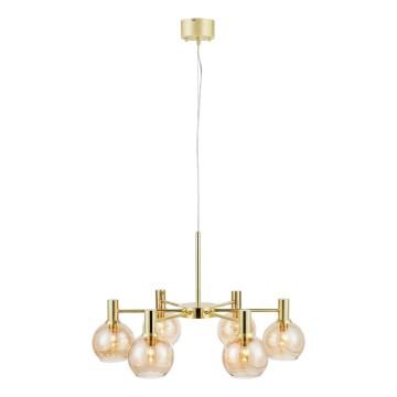 Markslöjd 109153 - Hängande ljuskrona AMBRA 6xE14/40W/230V Ø 75 cm guld/rökbeige