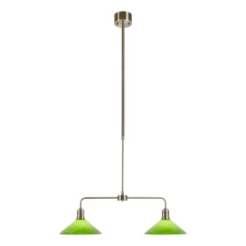 Markslöjd 109161 - VELA taklampa med stång 2xE27/60W/230V grön/mässing