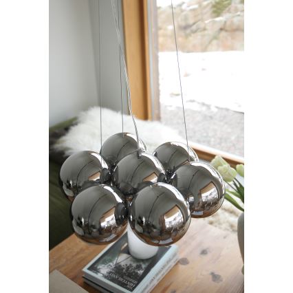 Markslöjd 109167 - Taklampa med vajerupphängning CUPOLO 7xE14/40W/230V Ø 45 cm blank krom