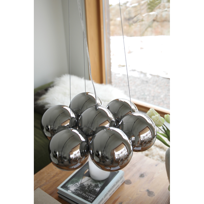 Markslöjd 109167 - Taklampa med vajerupphängning CUPOLO 7xE14/40W/230V Ø 45 cm blank krom