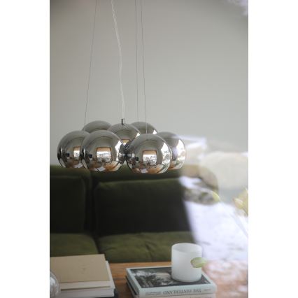 Markslöjd 109167 - Taklampa med vajerupphängning CUPOLO 7xE14/40W/230V Ø 45 cm blank krom