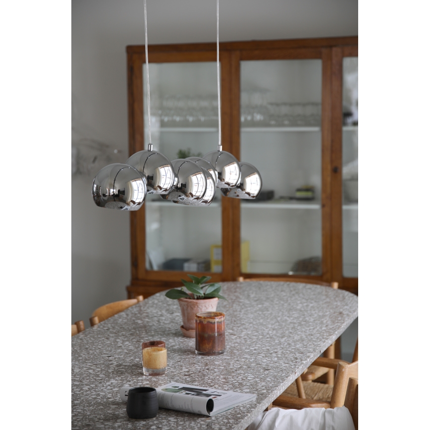 Markslöjd 109168 - Taklampa med vajer CUPOLO 7xE14/40W/230V blank krom