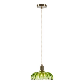 Markslöjd 109177 - Takpendel KURAGE på kabel 1xE27/40W/230V mässing/rökgrön