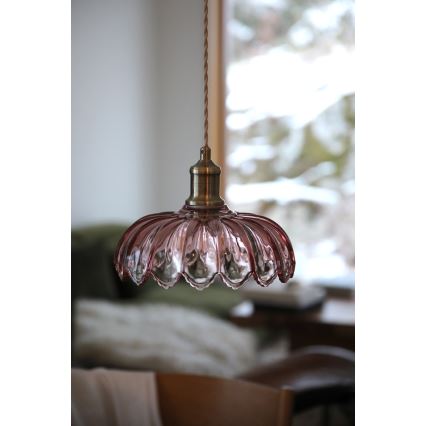 Markslöjd 109178 - Hänglampa på kabel KURAGE 1xE27/40W/230V mässing/rökrosa