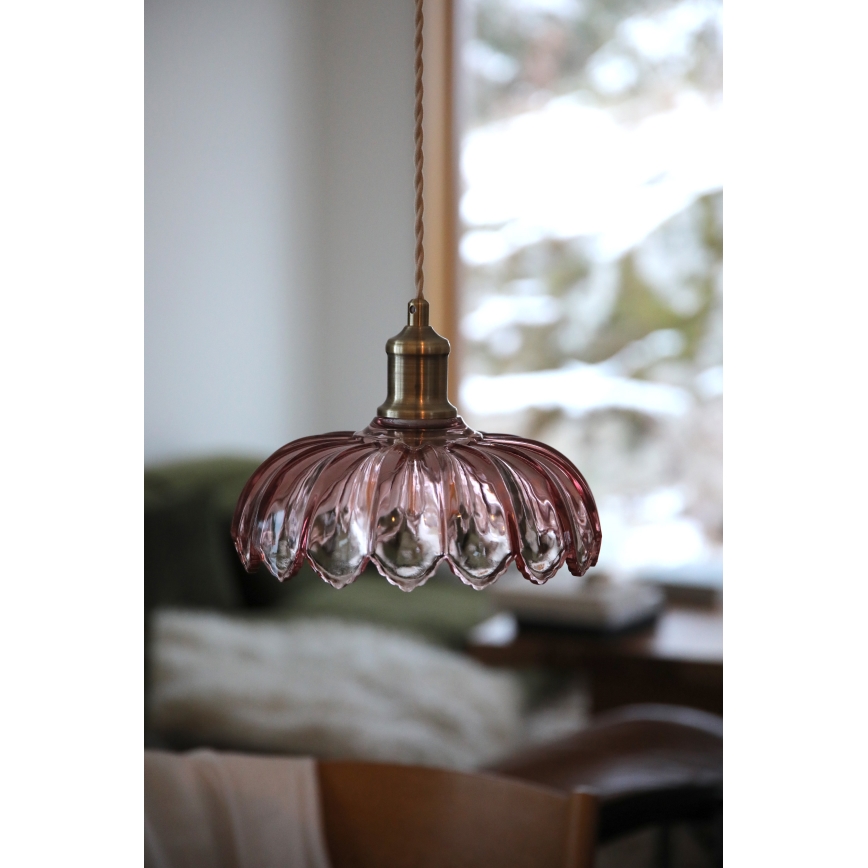 Markslöjd 109178 - Hänglampa på kabel KURAGE 1xE27/40W/230V mässing/rökrosa