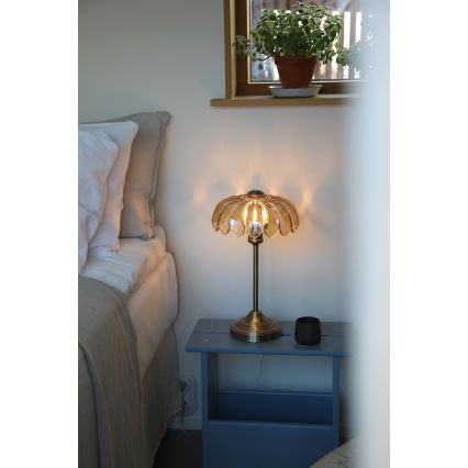 Markslöjd 109180 - Bordslampa KURAGE 1xE27/60W/230V mässing/rökbeige
