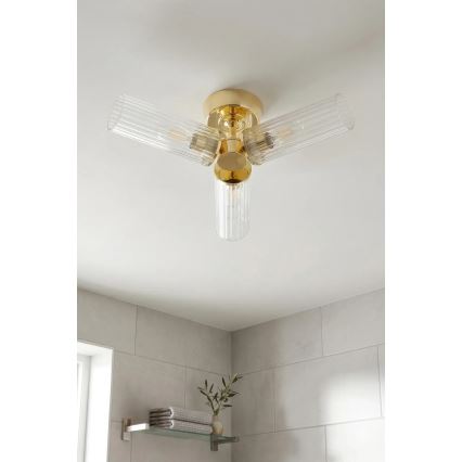 Markslöjd 109238 - Badrumstaklampa RIMINI 3xG9/20W/230V IP44 mässing