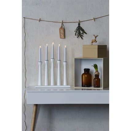 Markslöjd 702229 - Julljusstake MASESKÄR 5xE10/3W/230V vit