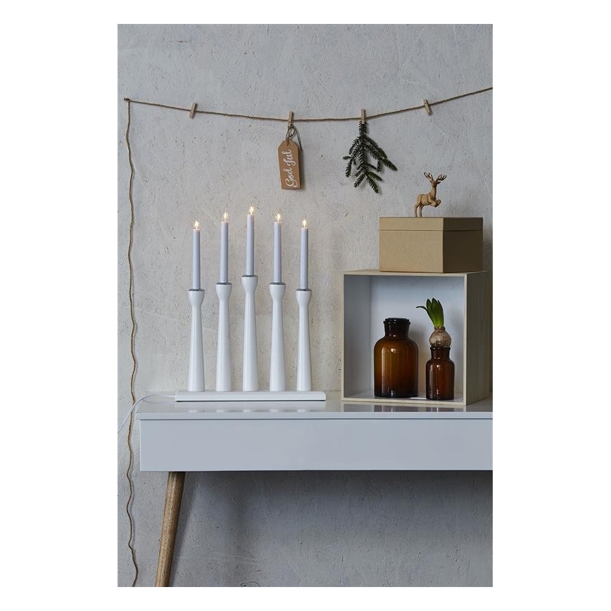 Markslöjd 702229 - Julljusstake MASESKÄR 5xE10/3W/230V vit