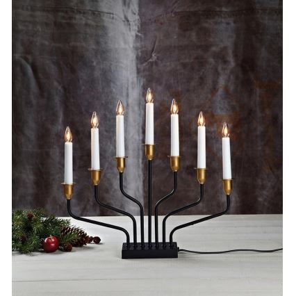Markslöjd 703578 - Julstake BROSA 7xE10/3W/230/34V svart