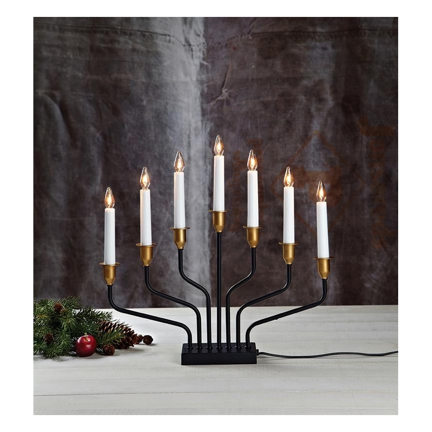 Markslöjd 703578 - Julstake BROSA 7xE10/3W/230/34V svart