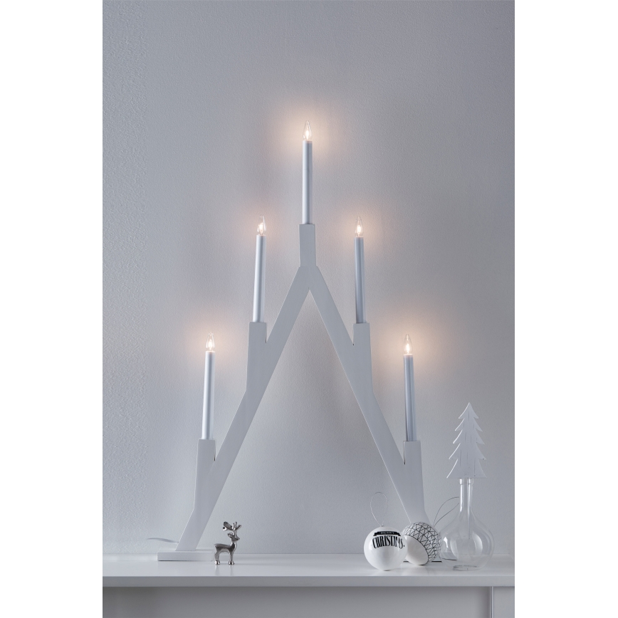 Markslöjd 703835 - Jul-ljusstake BJURFORS 5xE10/3W/230V furu/vit