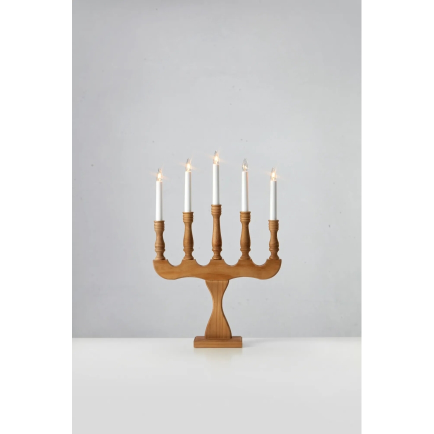 Markslöjd 706279 - Jul-ljusstake SVANEHOLM 5xE10/3W/230V furu/beige