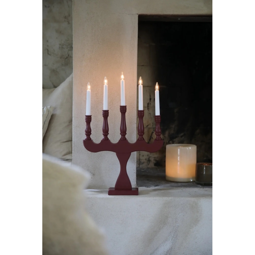 Markslöjd 706373 - Julstake SVANEHOLM 5xE10/3W/230V furu/röd