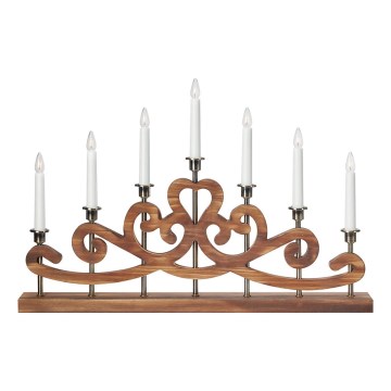 Markslöjd 706428 - Jul-ljusstake NIGHTFALL 7xE10/3W/230V brun/mässing