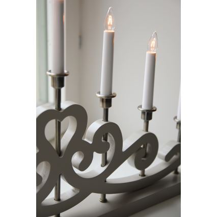 Markslöjd 706452 - Julljusstake NIGHTFALL 7xE10/3W/230V beige/mässing
