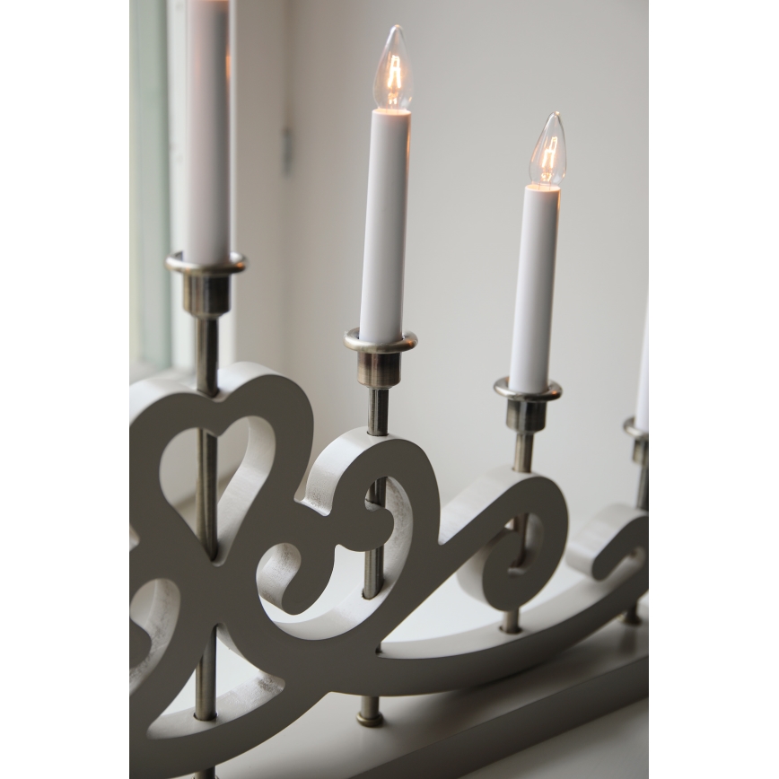 Markslöjd 706452 - Julljusstake NIGHTFALL 7xE10/3W/230V beige/mässing