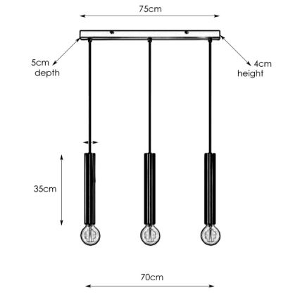 Marstlöjd 108261 - Ljusskrona med upphängningsrem  SENCILLO 3xE27/40W/230V gyllene 