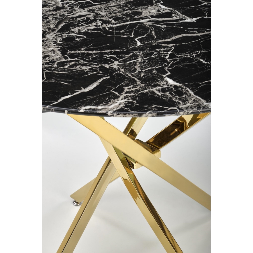 Matbord ESTEN 100 cm svart/guld