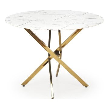 Matbord ESTEN 100 cm vit/guld